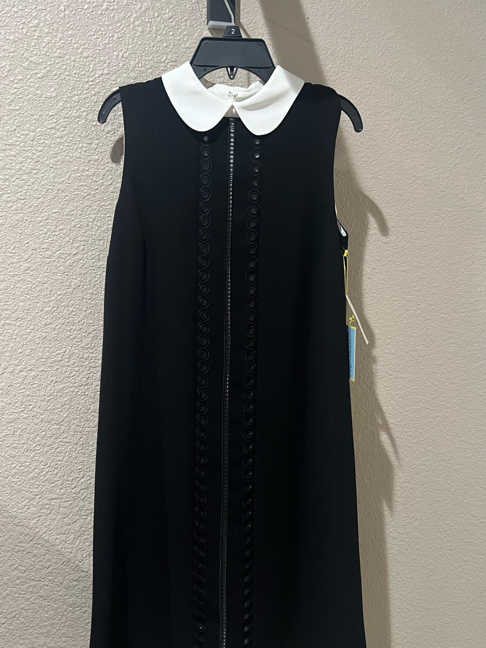 CeCe Black Sleeveless Dress with White Peter Pan Collar